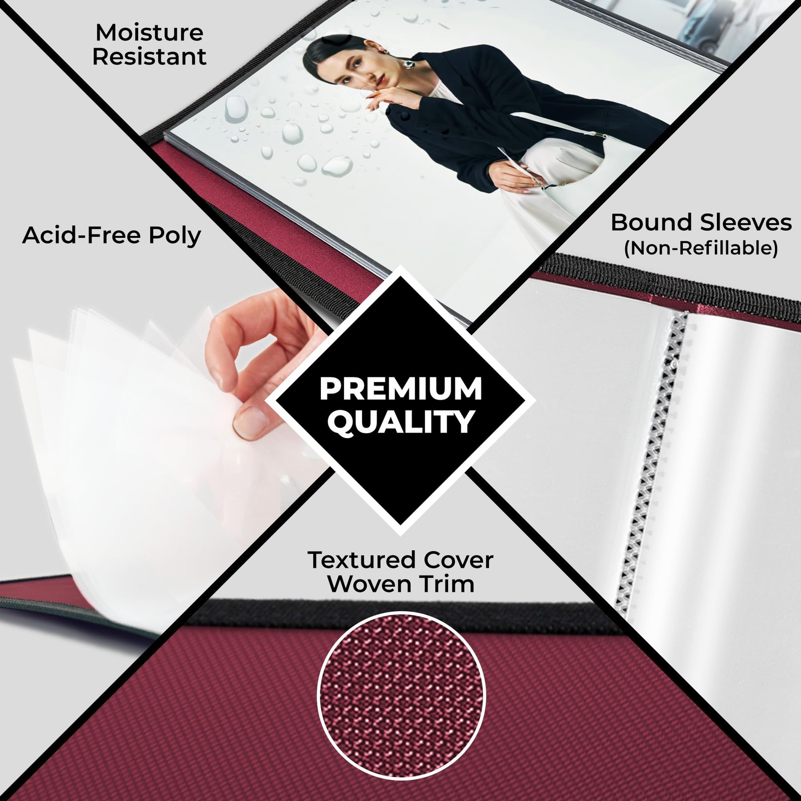 Art Portfolio 8.5x11 Folder (Ruby), Black Mounting Paper, Portfolio Binder fo...