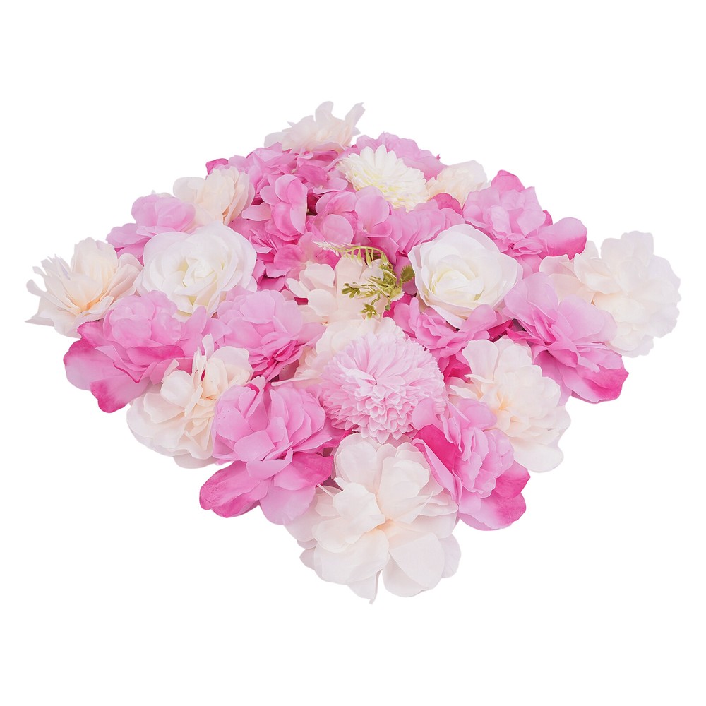 12pcs Artificial Flower Wall Panel Wedding Background Silk Rose Mat Floral Pad