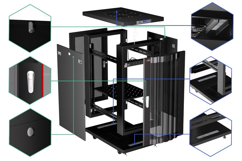 Sysracks 18U 39'' Deep IT Network Data Server Rack Cabinet Mesh Vented Door