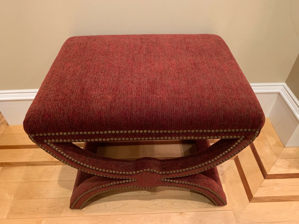 ESTATE, 2 Gorgeous Rectangular Garnet Dante X-Bench Ottoman Set