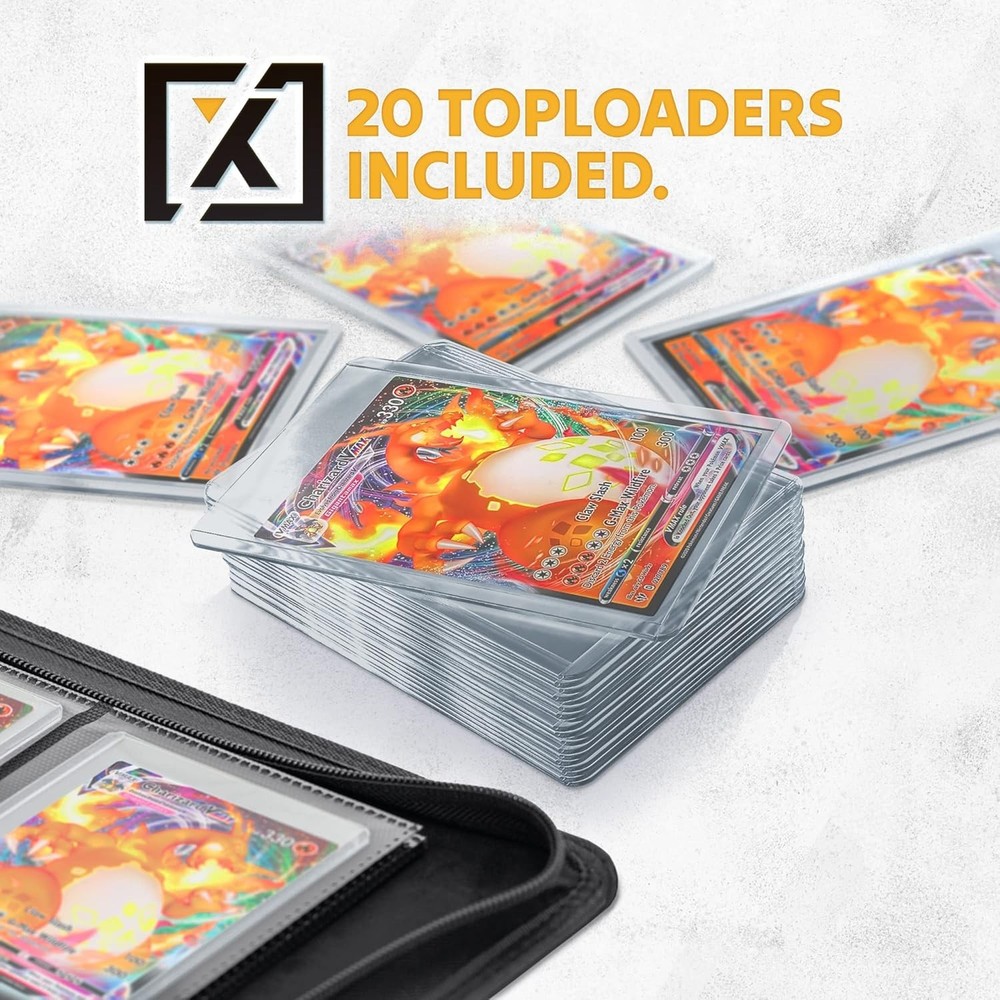 X PRO Toploader Binder | Holds 252 Toploaders | 20 Toploaders INCLUDED |
