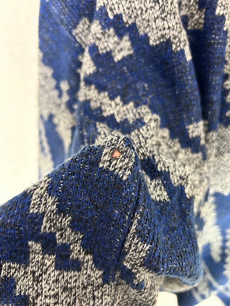 Unbranded, Men's Blue + Grey Patterned Round Neck Pullover Jumper, One Size