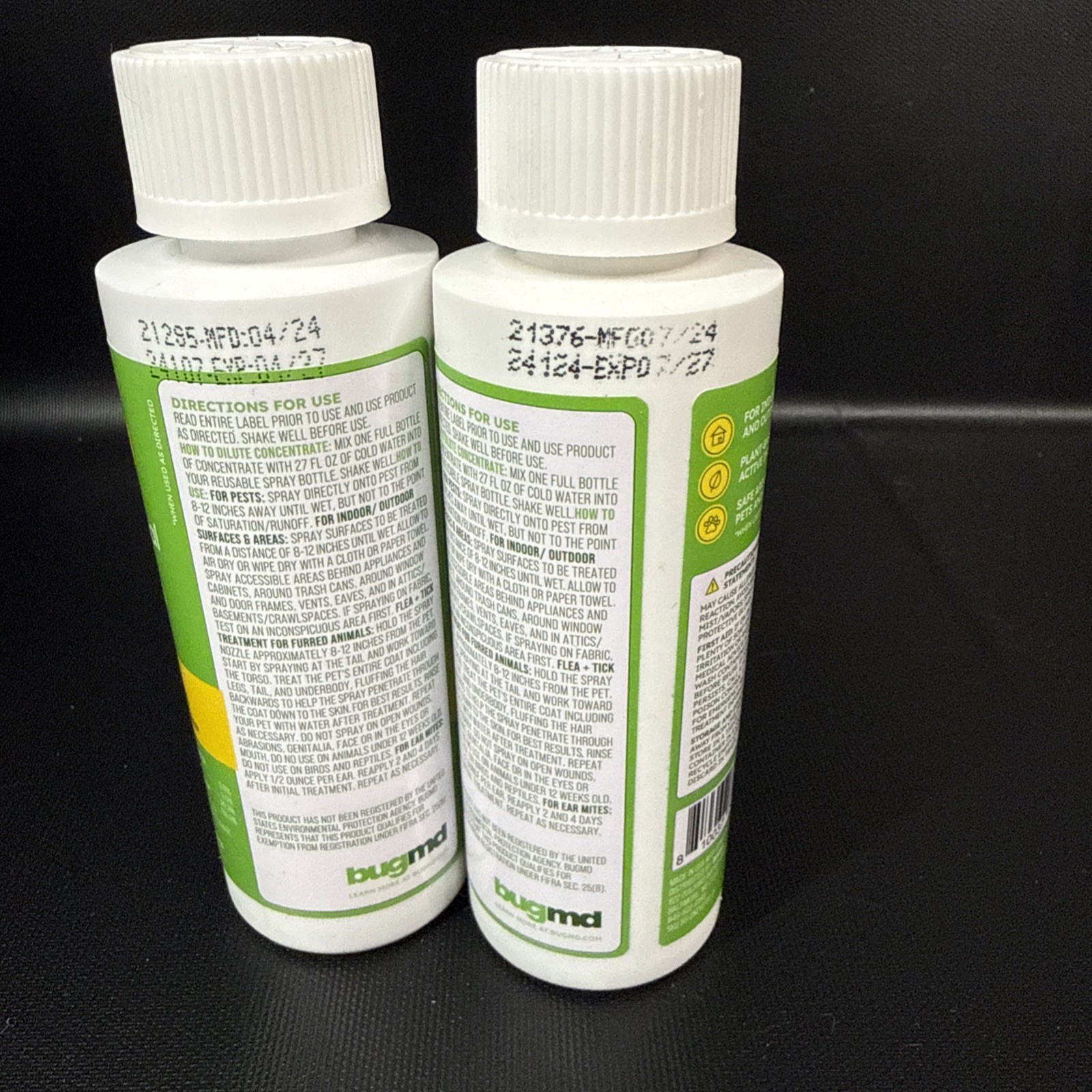 Pack of Two BUG MD Essential Oils Concentrate 3.7 Oz Safely Kills Bugs 07/27