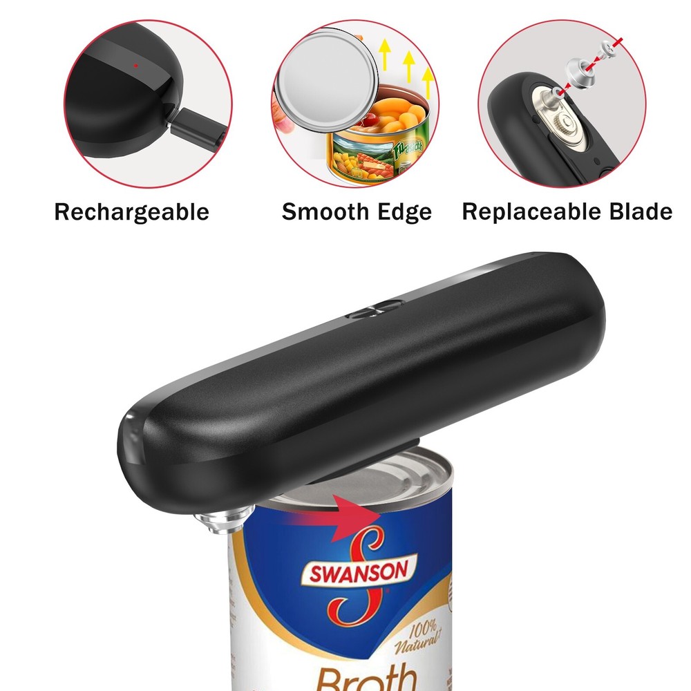 Electric Can Opener Smooth Edge Rechargeable Practical Kitchen Gadget Arthritis