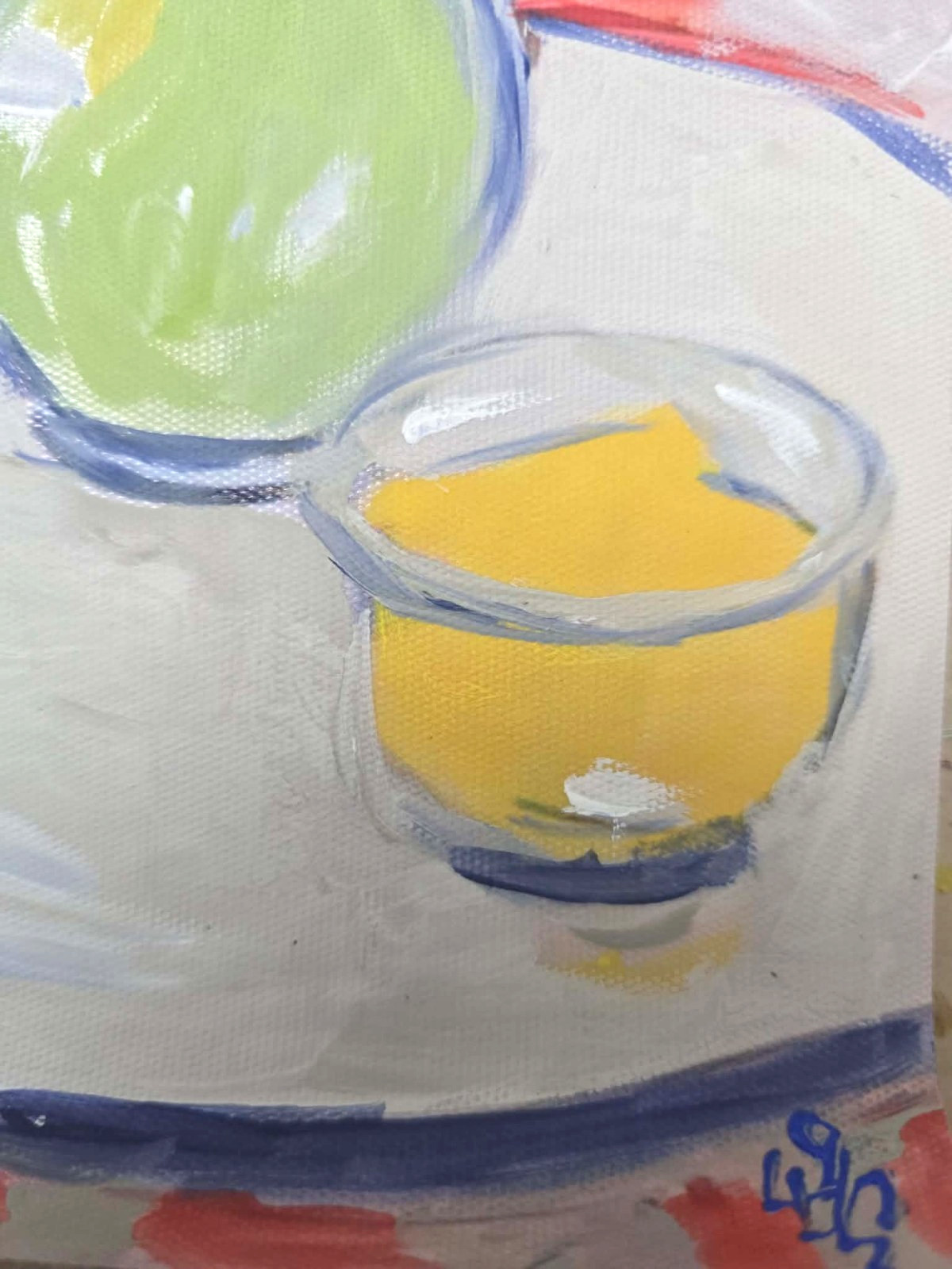 Hand Painted Acrylic on Canvas Painting "Resting on a Sofa". Signed