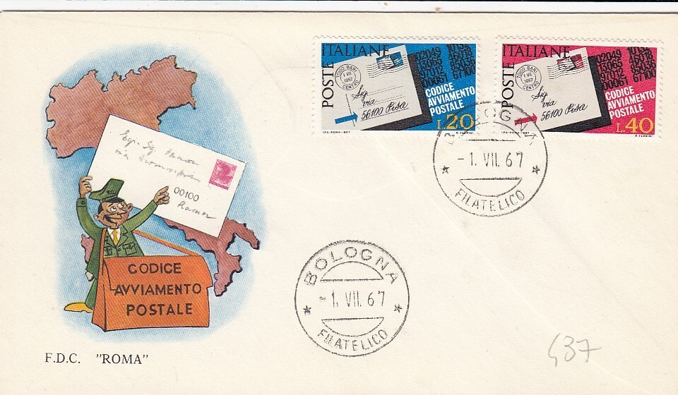 1/7/1967 1 FDC FIRST DAY "INTRODUCTION POSTCODE" (L437)