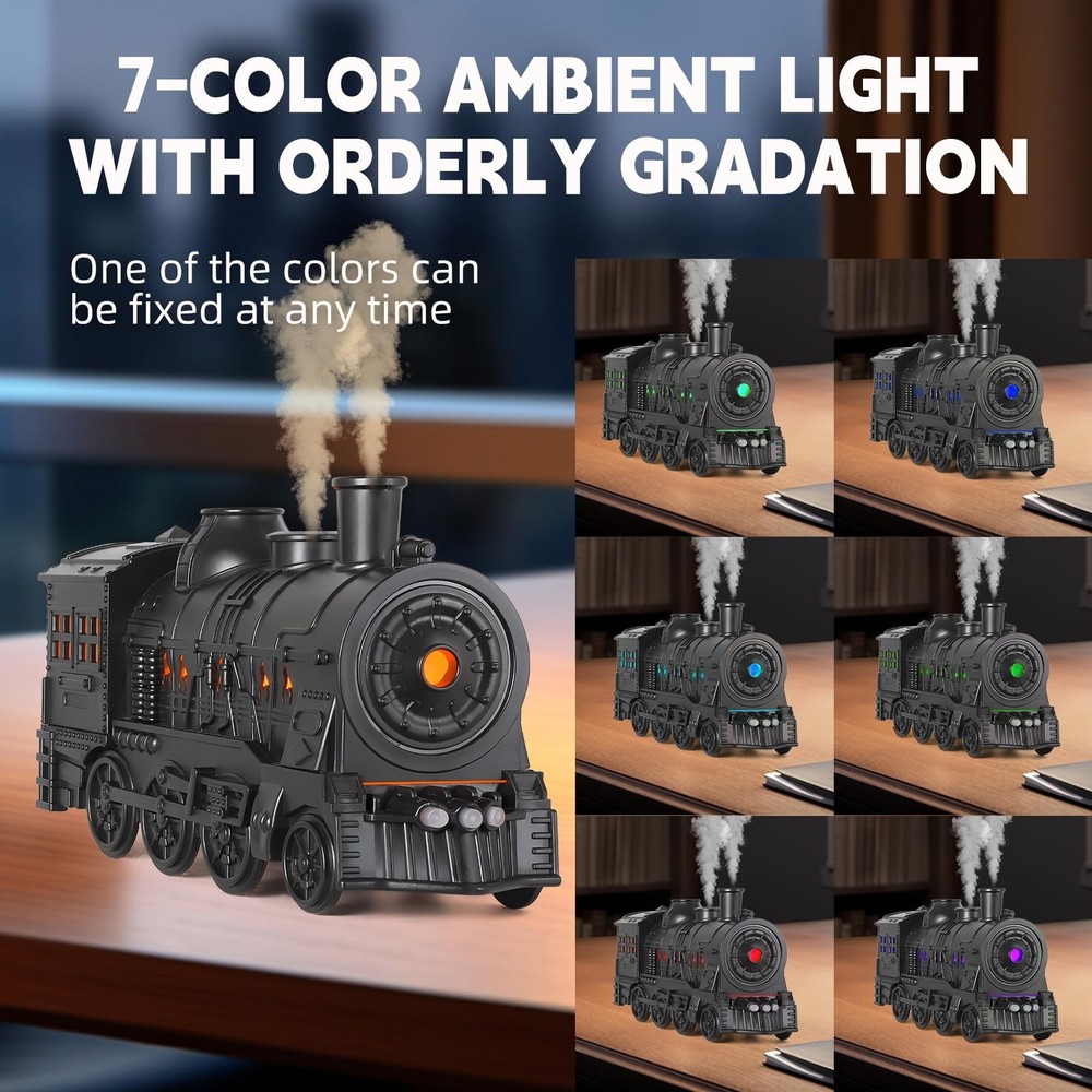 Train Humidifier Aroma Diffuser, 300ml Cool Mist Quiet Aromatherapy Diffuser ...