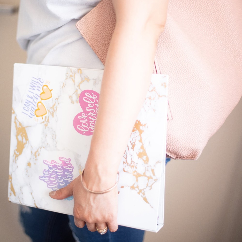 bloom daily planners Binder, Marble