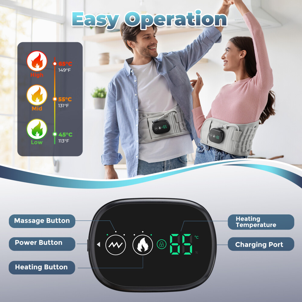 Inflatable Decompression Back Belt with Red Light Heating and Vibration Massager