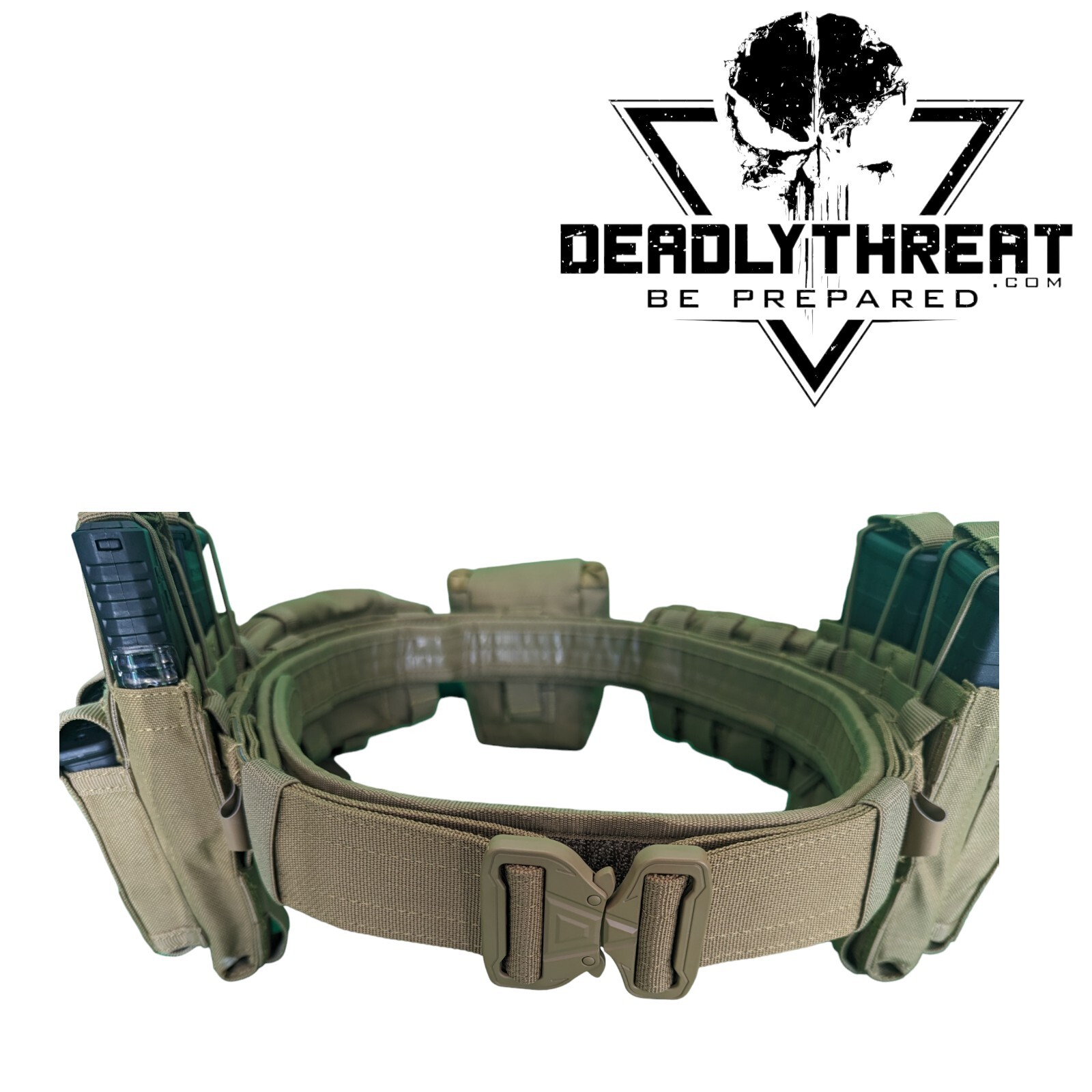 Ghost Camo Heavy Duty War Battle Tactical Belt With Pouches Molle Webbing