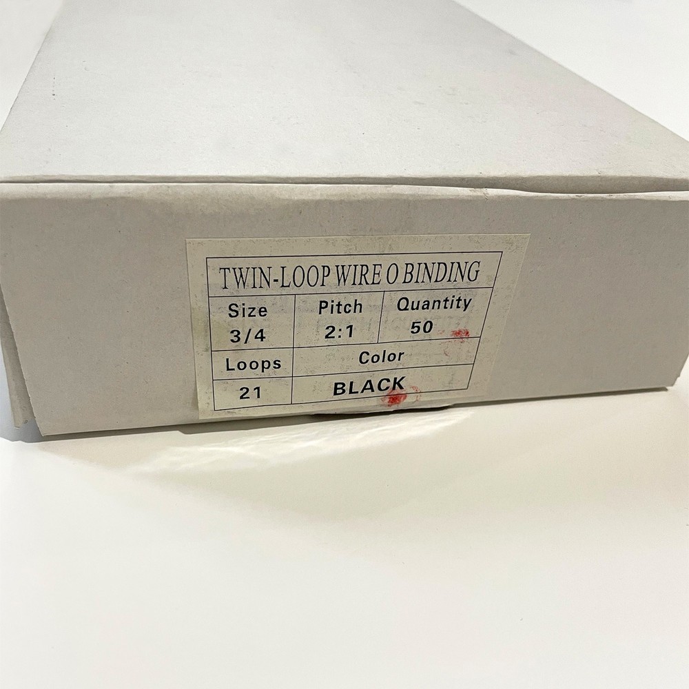 Wire-O Binding - Black - 3/4" diameter - 2:1" pitch - Twin Loop - O Ring Binding