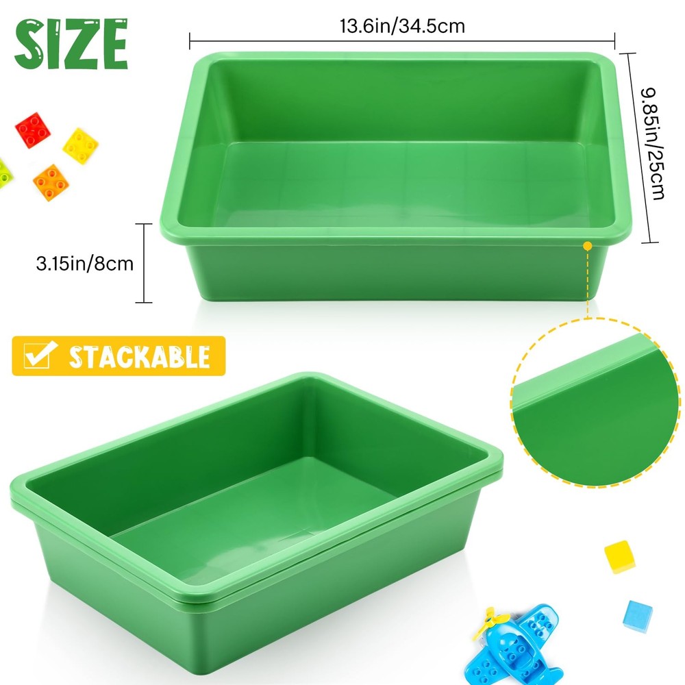 10 PCS Green Flat Storage Organizer Tray Bin Letter Size Paper Stackable