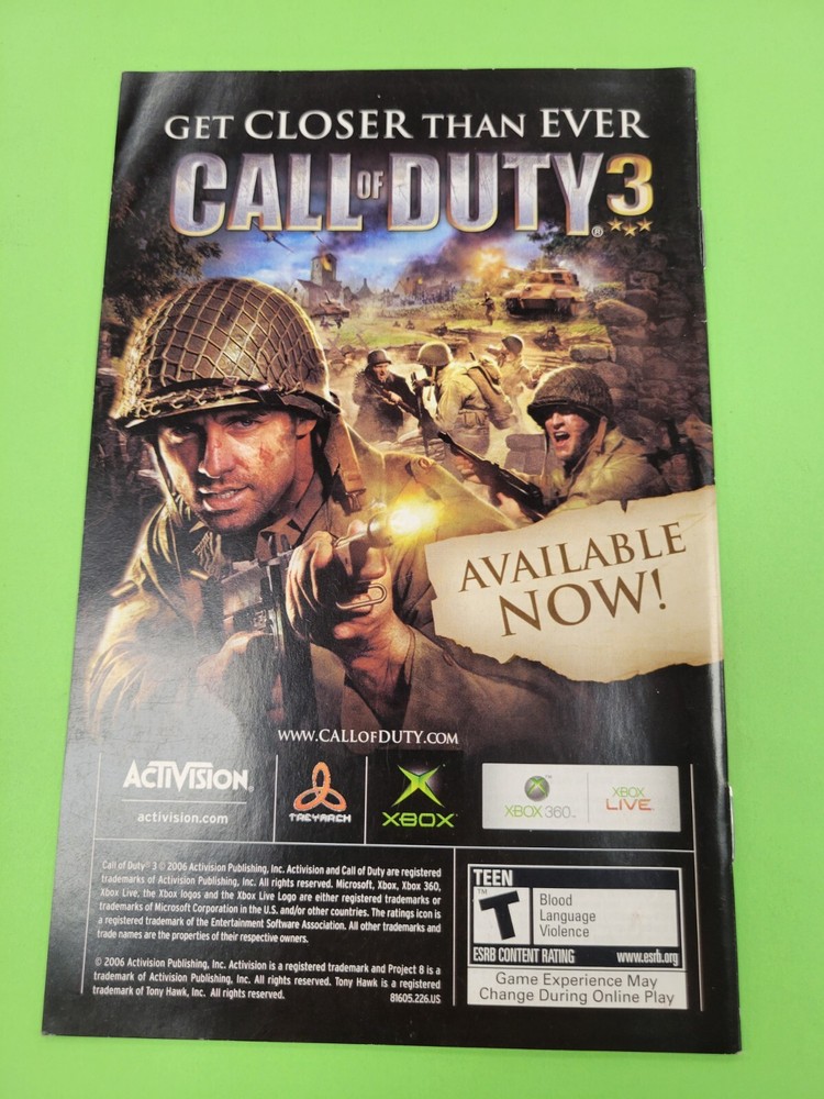 ~MANUAL ONLY~XBOX~ Tony Hawk’s Project 8