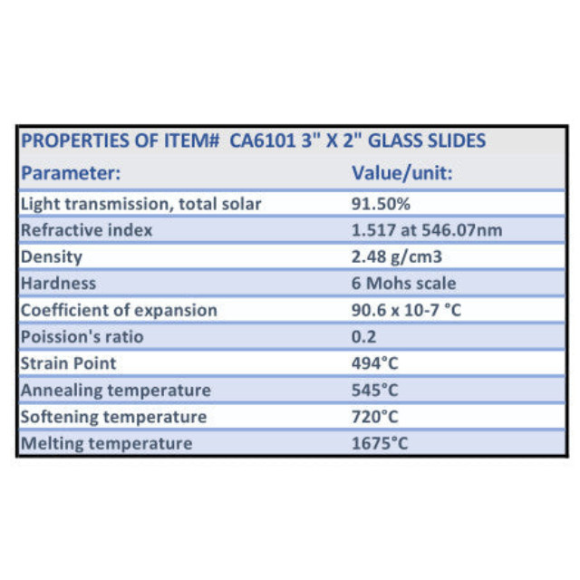 Premiere Large Glass Microscope Slides, 3" x 2", Plain