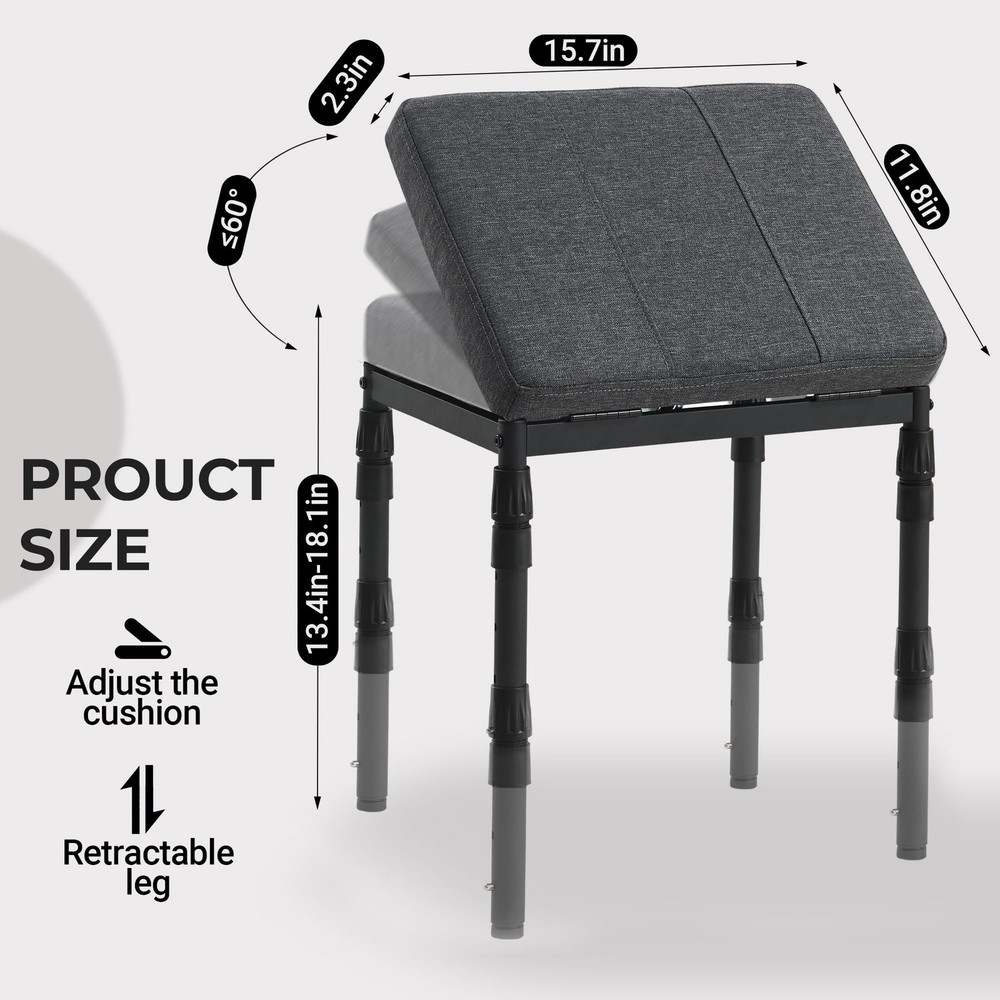Adjustable Ottoman Pouf, 4 Height Position & 60 Degree Tilt Angle Adjustment ...