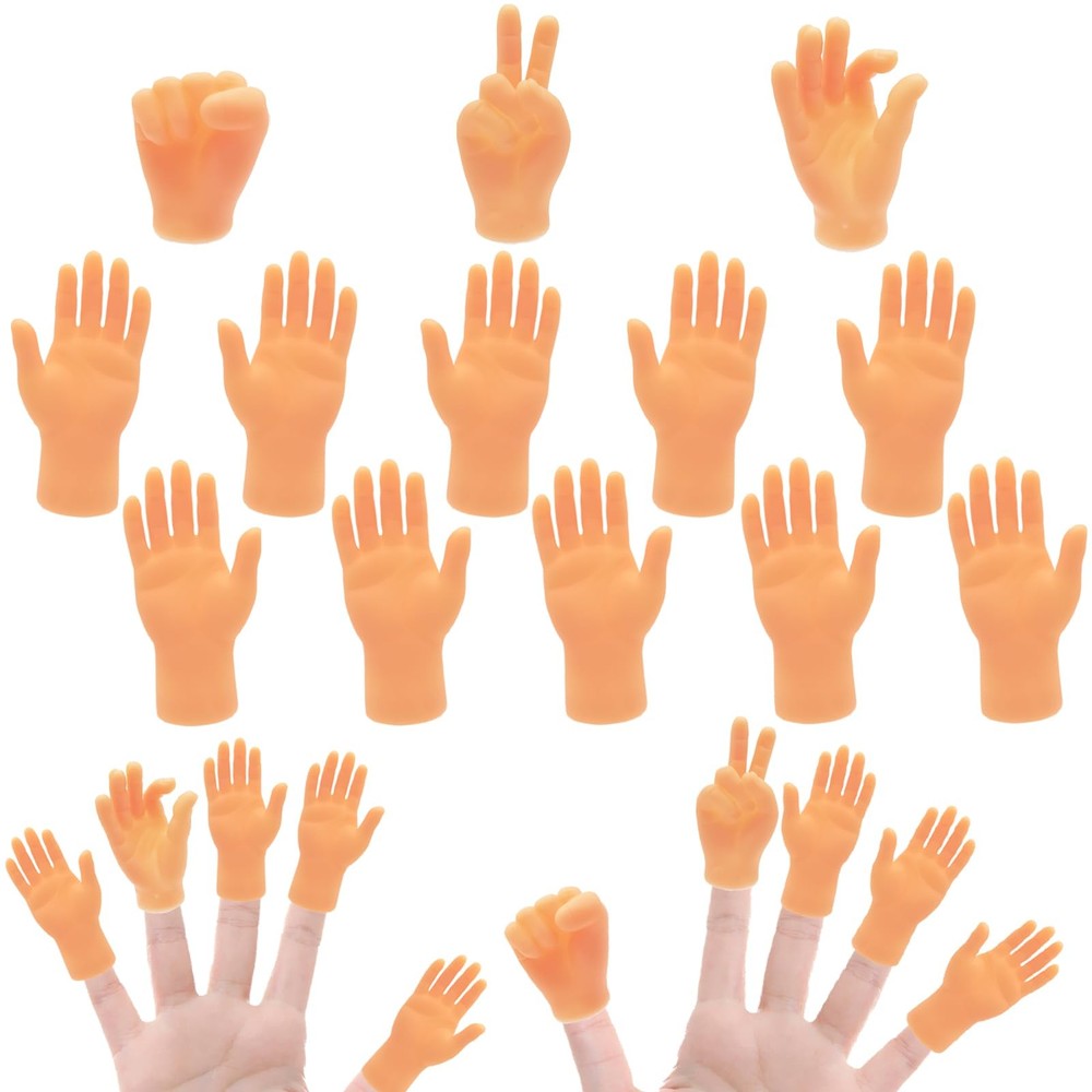 14 Pcs Tiny Finger Hands,Premium Rubber Mini Tiny Finger Hands,Flat Hand Styl...