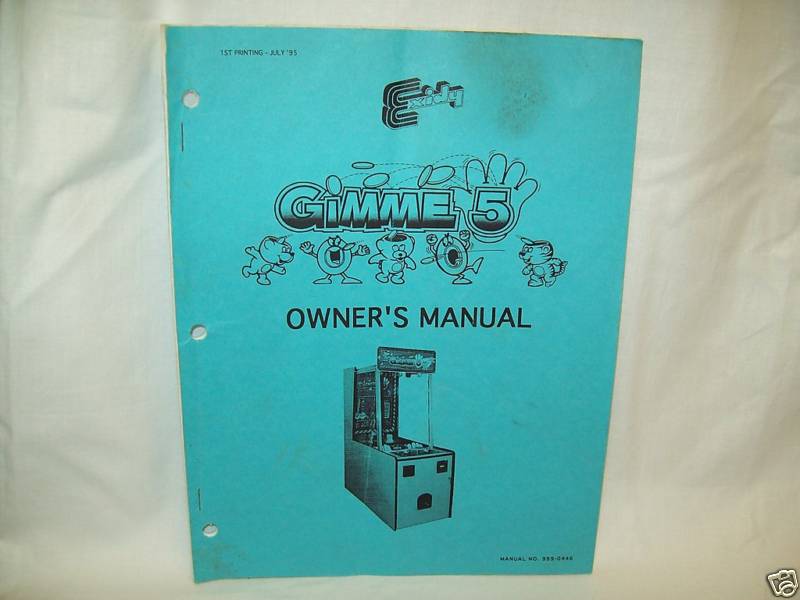 Gimme 5 Arcade Game Manual Original