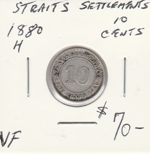 Straits Settlements 1880 H 10 Cents