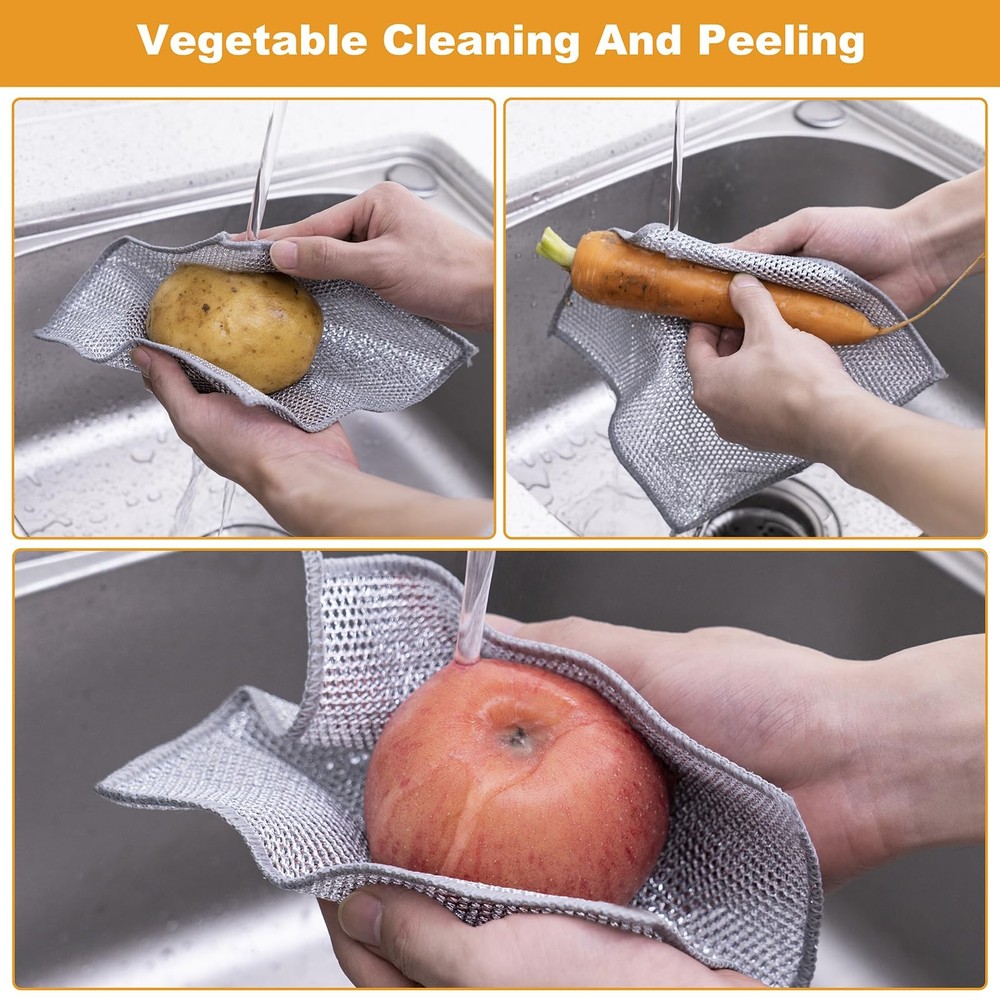 Inkhut Non Scratch Wire Dishcloth, Small, Three-layer Silver