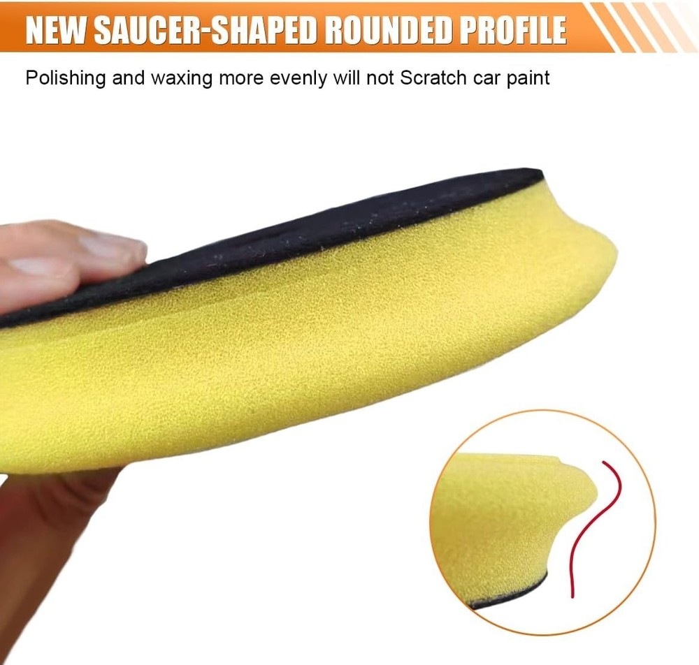 Durable 2PCS Foam Buffing Pads, 6'' Hook and Loop for Car Compounding & Waxing