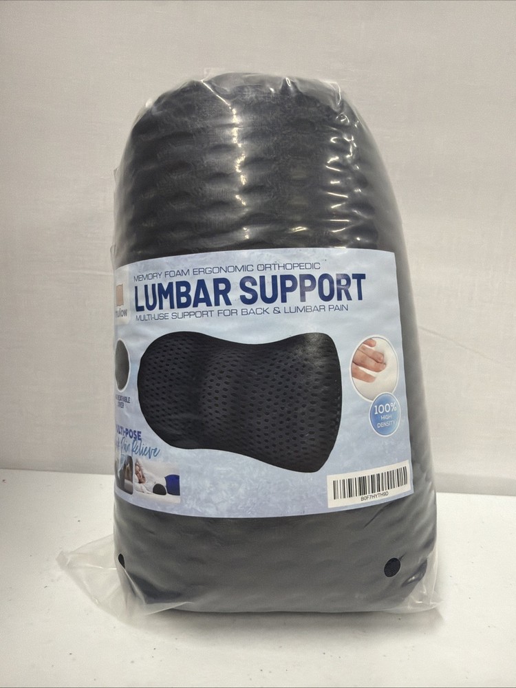 mullow Memory Foam Ergonomic Orthopedic Lumbar Support Cushion Gray Multi-Pose