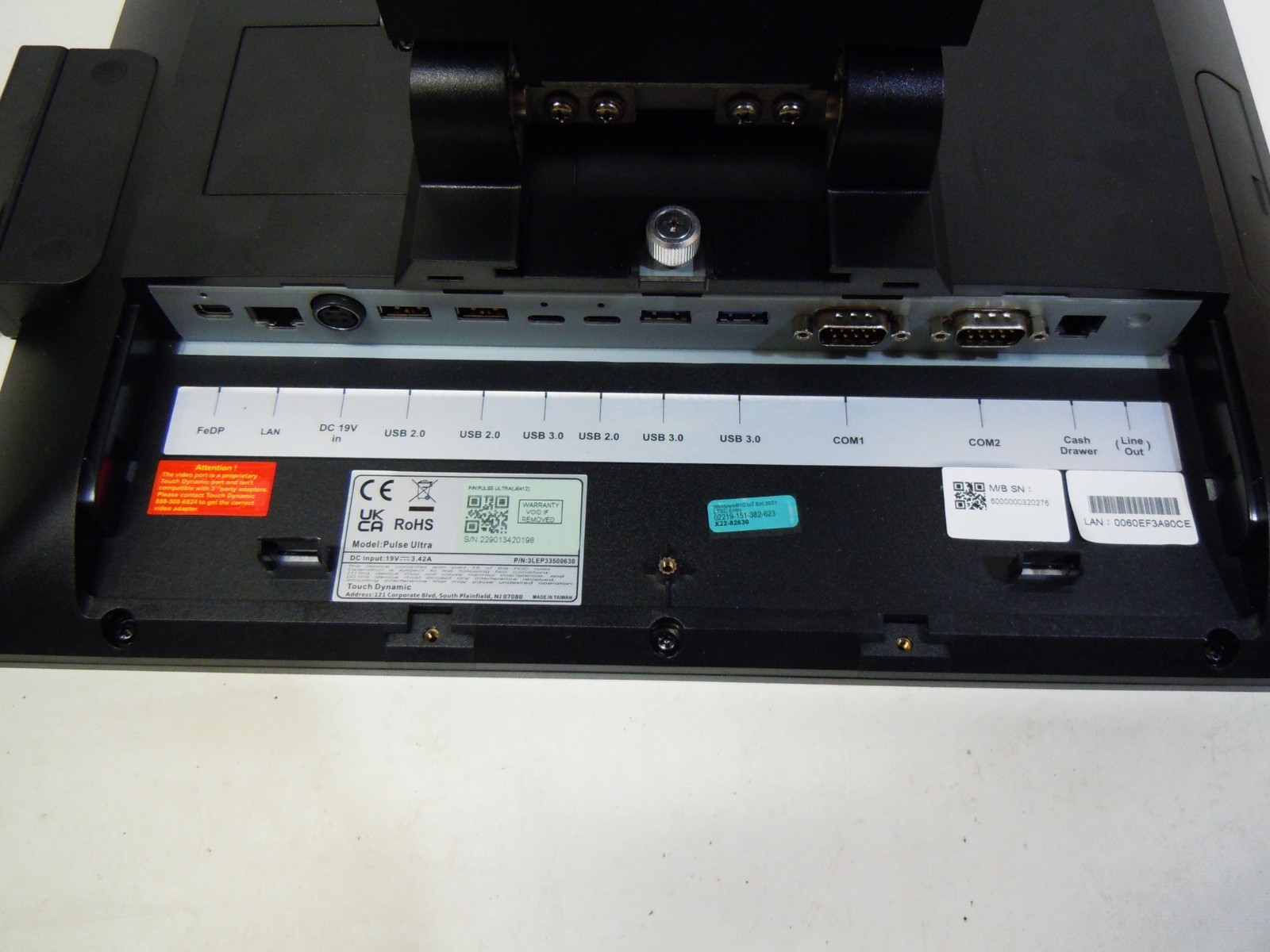 Touch Dynamic Pulse Ultra 15" POS Terminal Celeron J6412 4GB RAM 128GB Win10 IoT