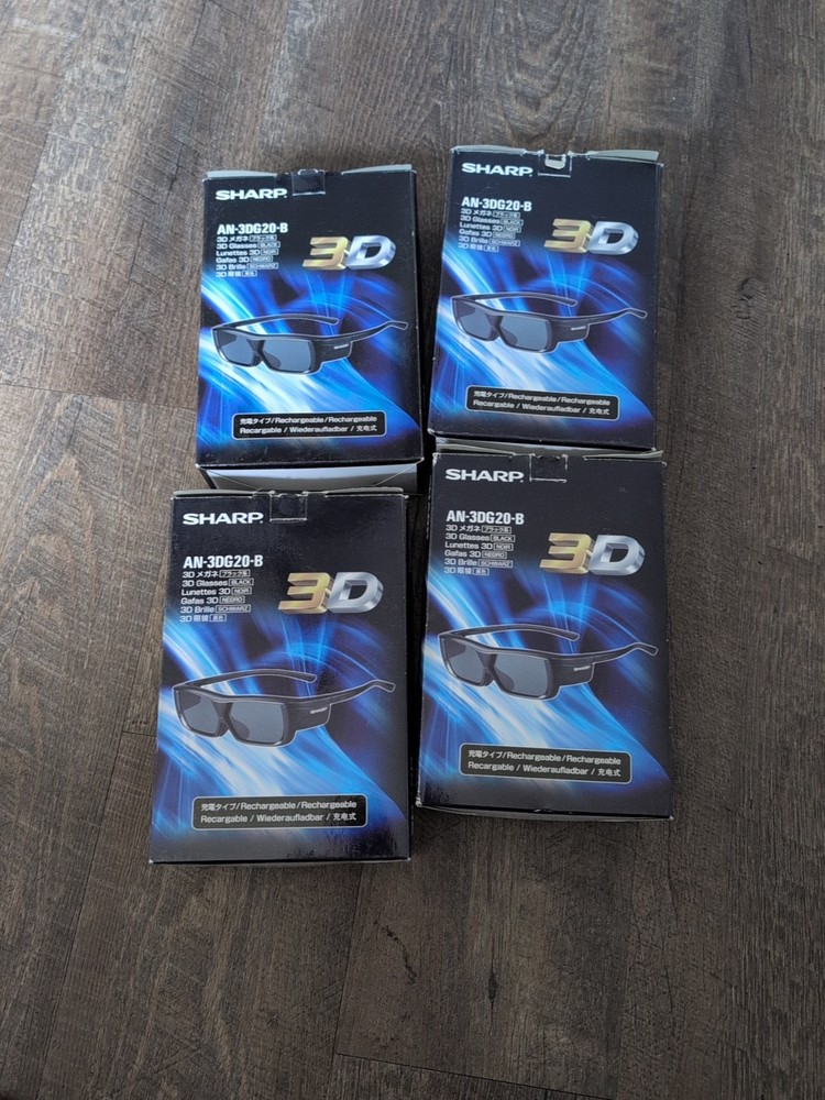 4 Sharp AN-3DG20-B 3D Rechargeable Glasses 3D With boxes