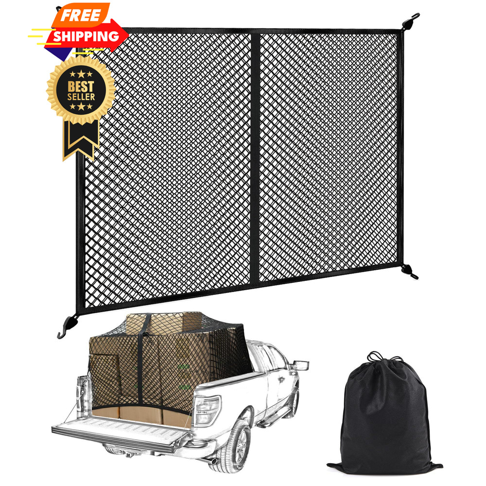 BUMBEE Truck Bed Cargo Net, Highly Elastic Double Layer Grid, Black