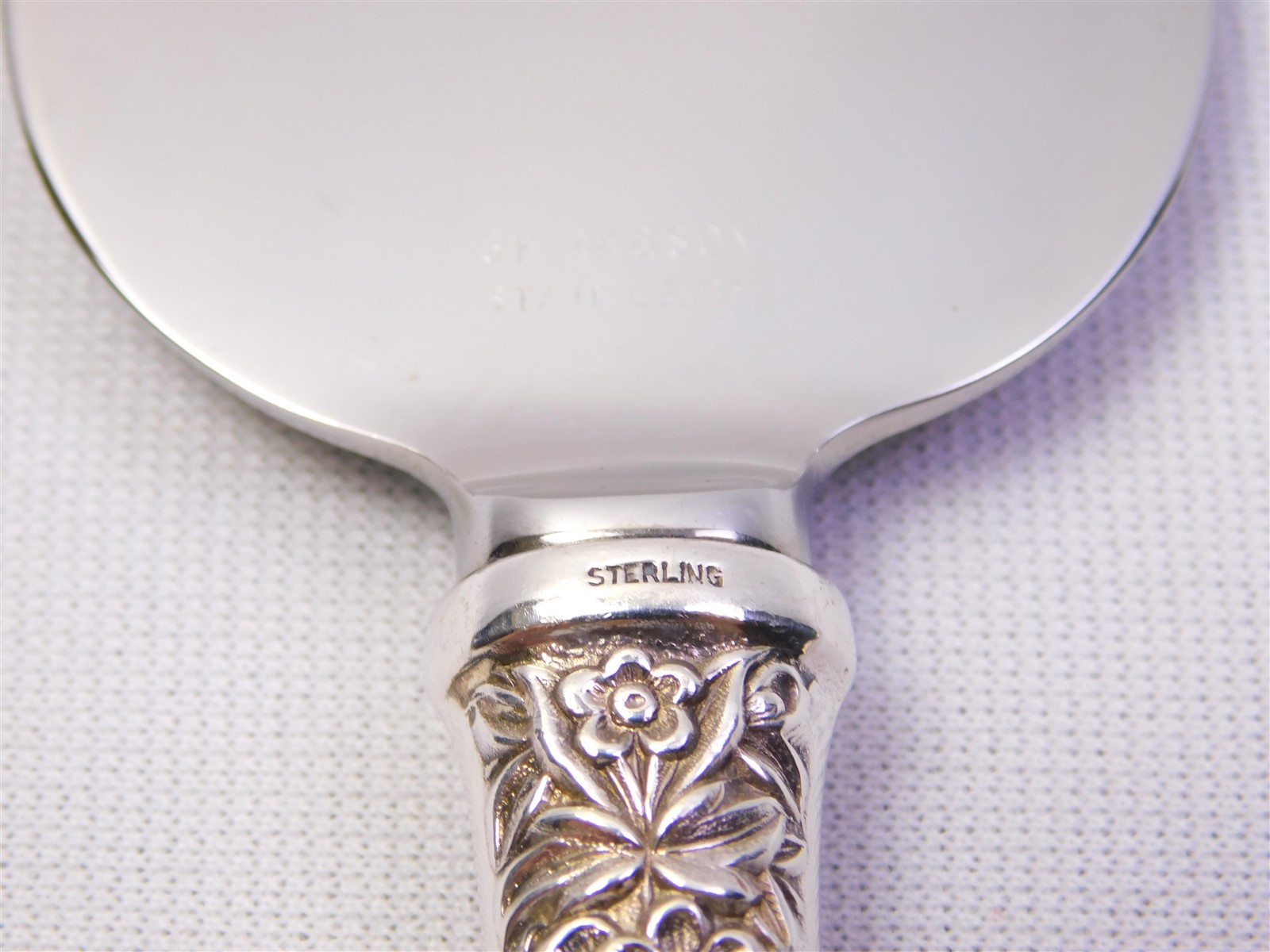 Vtg S. Kirk & Son Stieff Rose Sterling Silver Handles Cake Serving Set