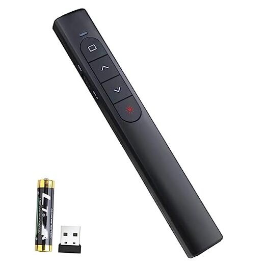 Wireless Presenter Remote, Presentation Clicker with Hyperlink & USB-Black