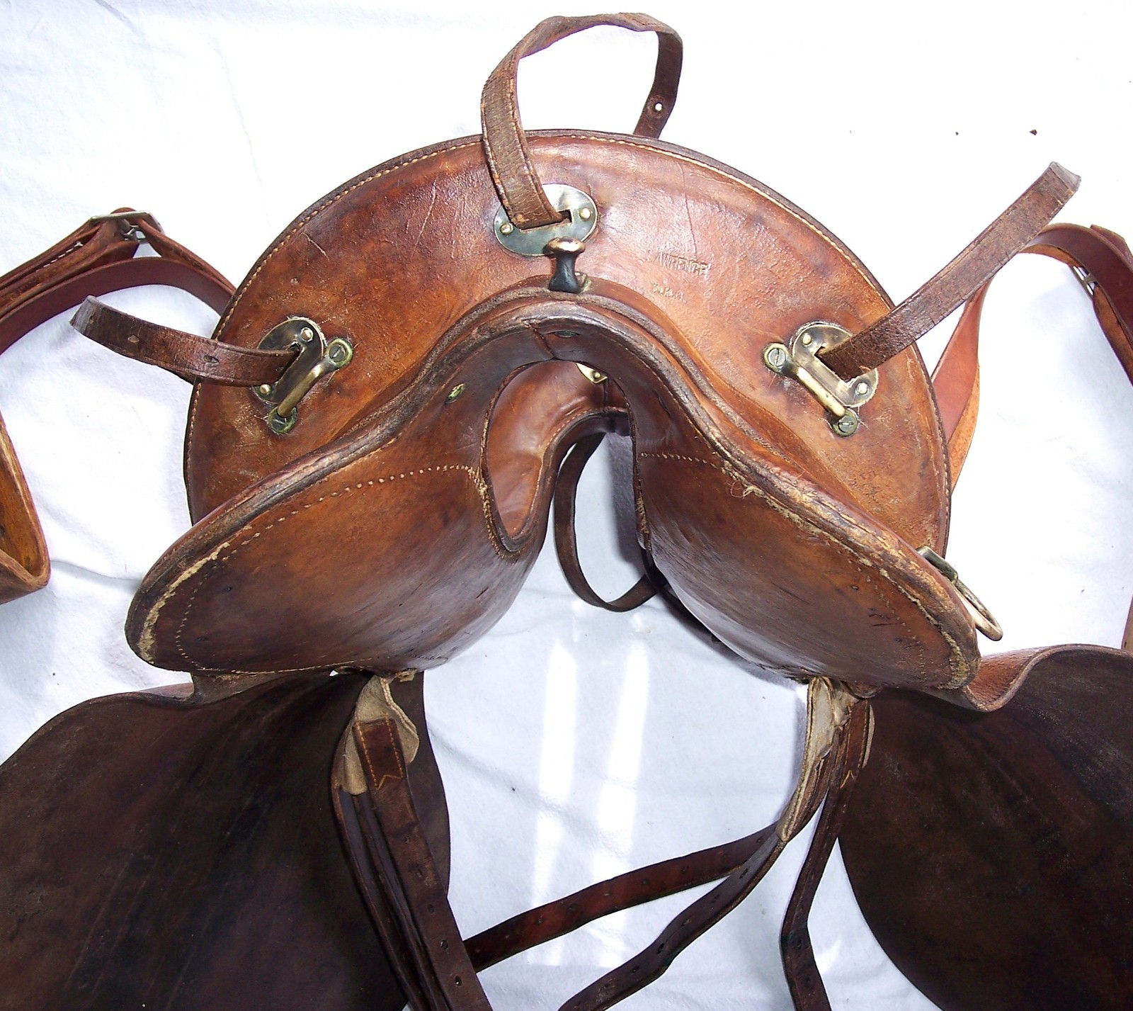 Antique US Cavalry Saddle Brass US Conchos Military McClellan 11" Seat Marked