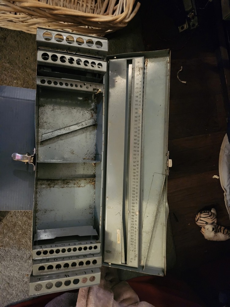Vintage Drill Bit Storage Box Metal Case  (Empty)