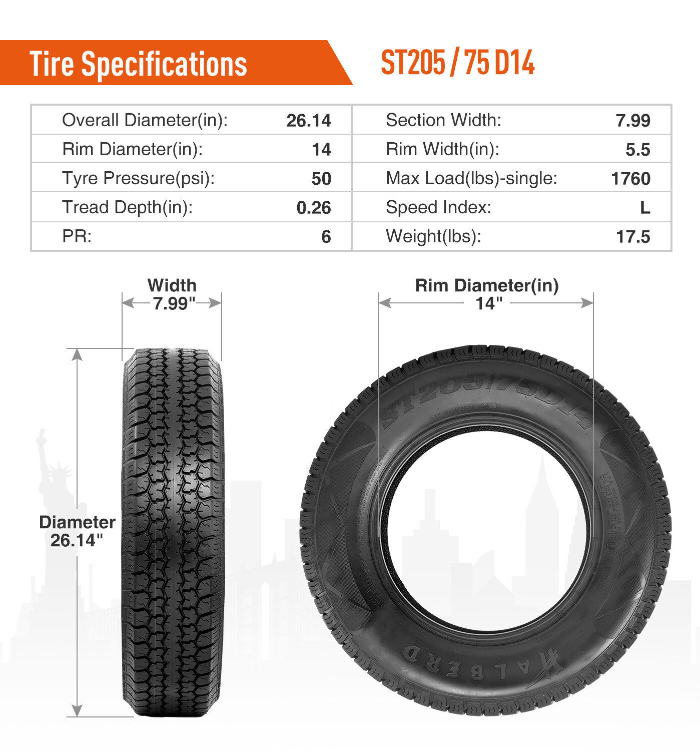 Set Of 4 ST205/75D14 Trailer Tires 6Ply Heavy Duty 205 75 14 Replacement Tyres