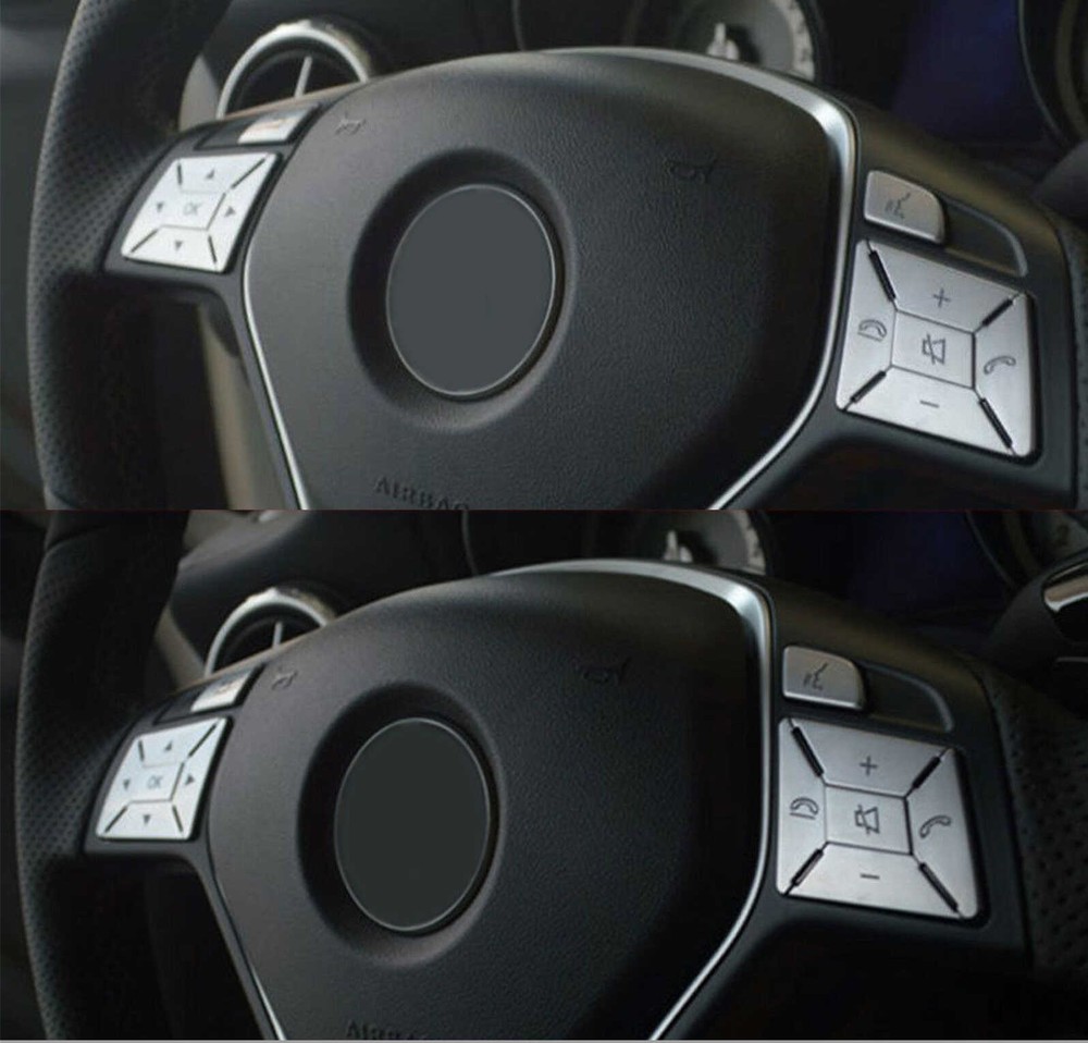 Steering Wheel Button Silver Trim For Mercedes Benz E300 E350 E400 2012-2017