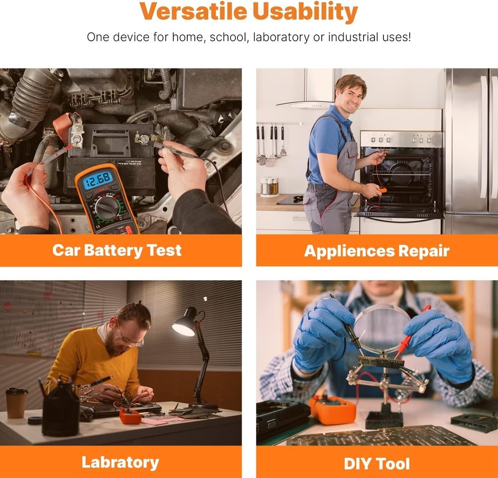 Multi-Functional Digital Multimeter - Backlit LCD for Easy Readings in Any Light