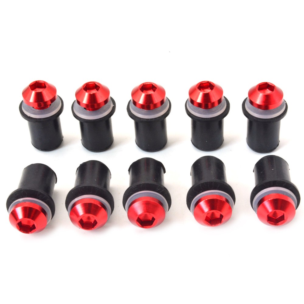 10Pcs Red Windscreen Windshield Motorcycle Bolt Kit Wind Screen Bolts Screws New