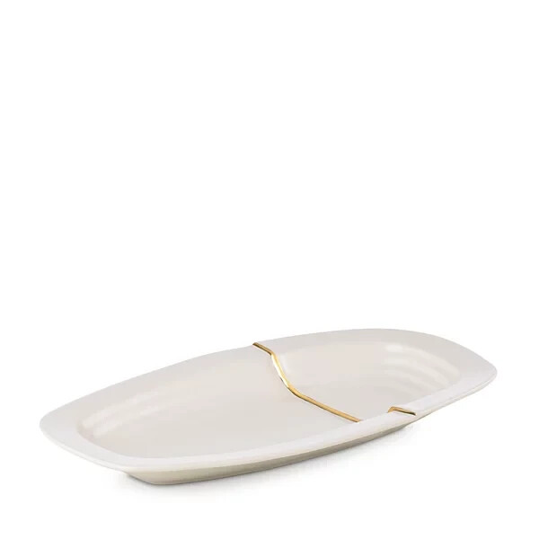 Michael Wainwright Mezza Hors D’oerve Tray Stoneware 24K Accent  New!!!!!
