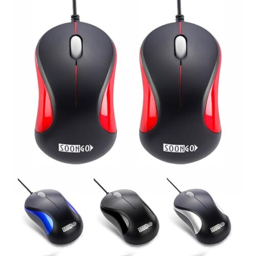 USB Mouse 2 Pack Computer Mouse Ergonomic Optical Wired Mice for Office and H...