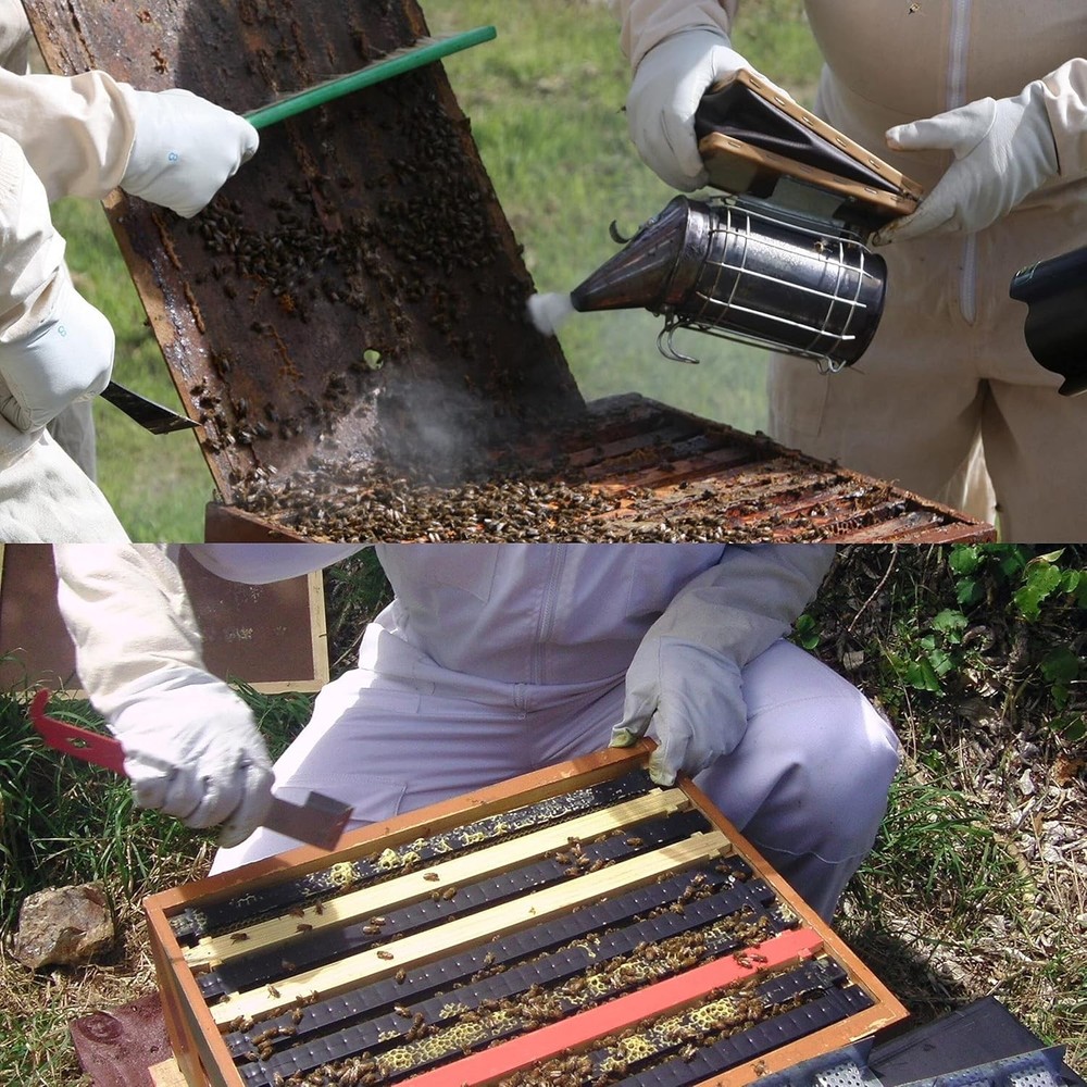 Bee Smoker Kit Beekeeping with 54 Pellets Hive Tools Frame Grip Uncapping Fork S