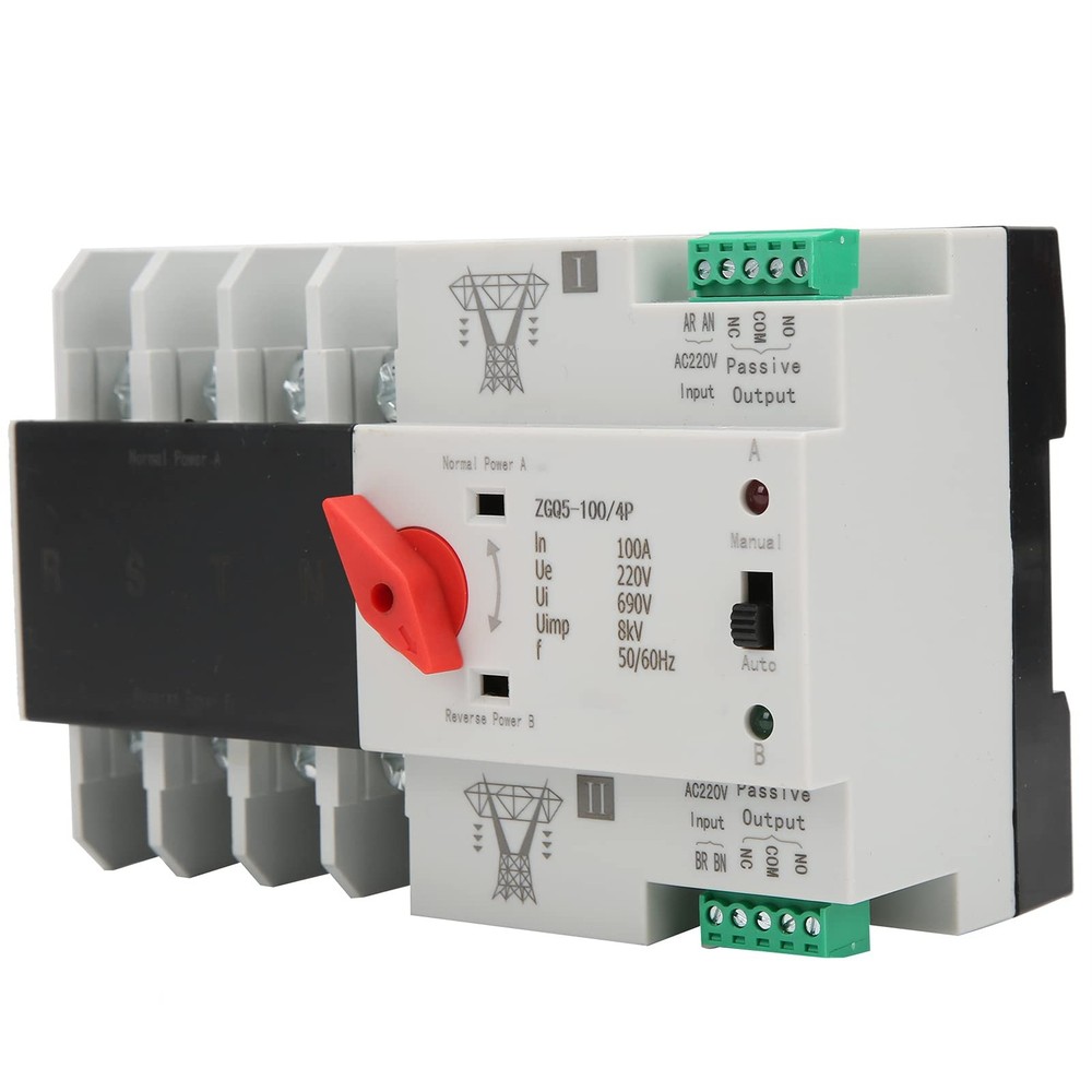 Dual Power Automatic Transfer Switch 4P 100A 220V Electronic Changeover