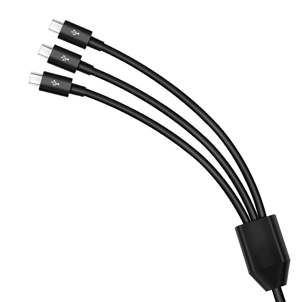 Herfair Micro USB Splitter Cable 3FT, 1 to 3 USB-A 1 3 Micro, Blackness