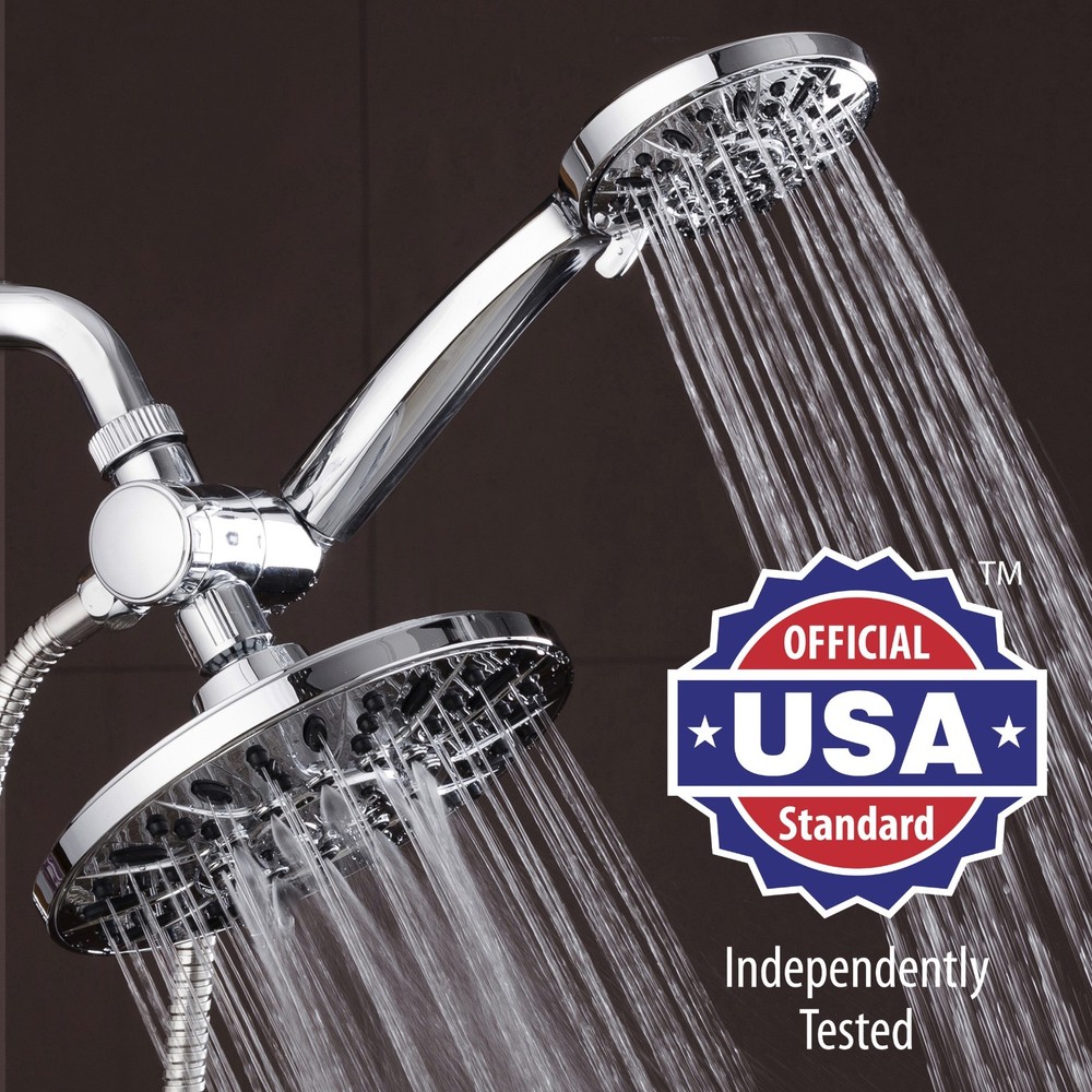 AquaDance® Multi-Setting Chrome Rainfall Shower Head Combo