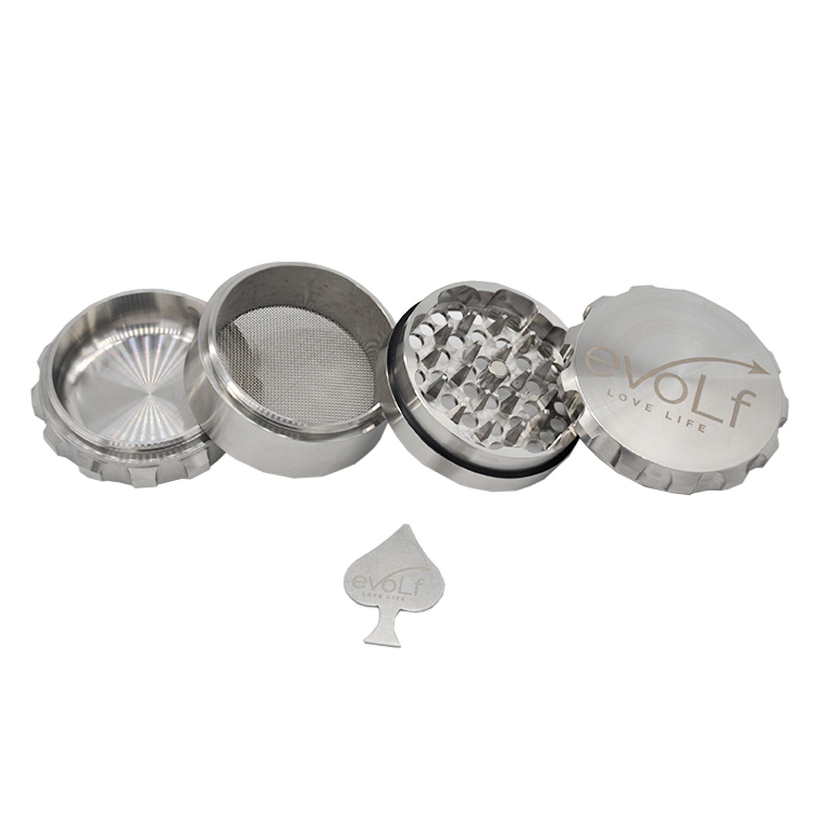 Evolf Stainless Steel Herb Grinder 2.5"- 4 piece UPDATED Premium and Luxury
