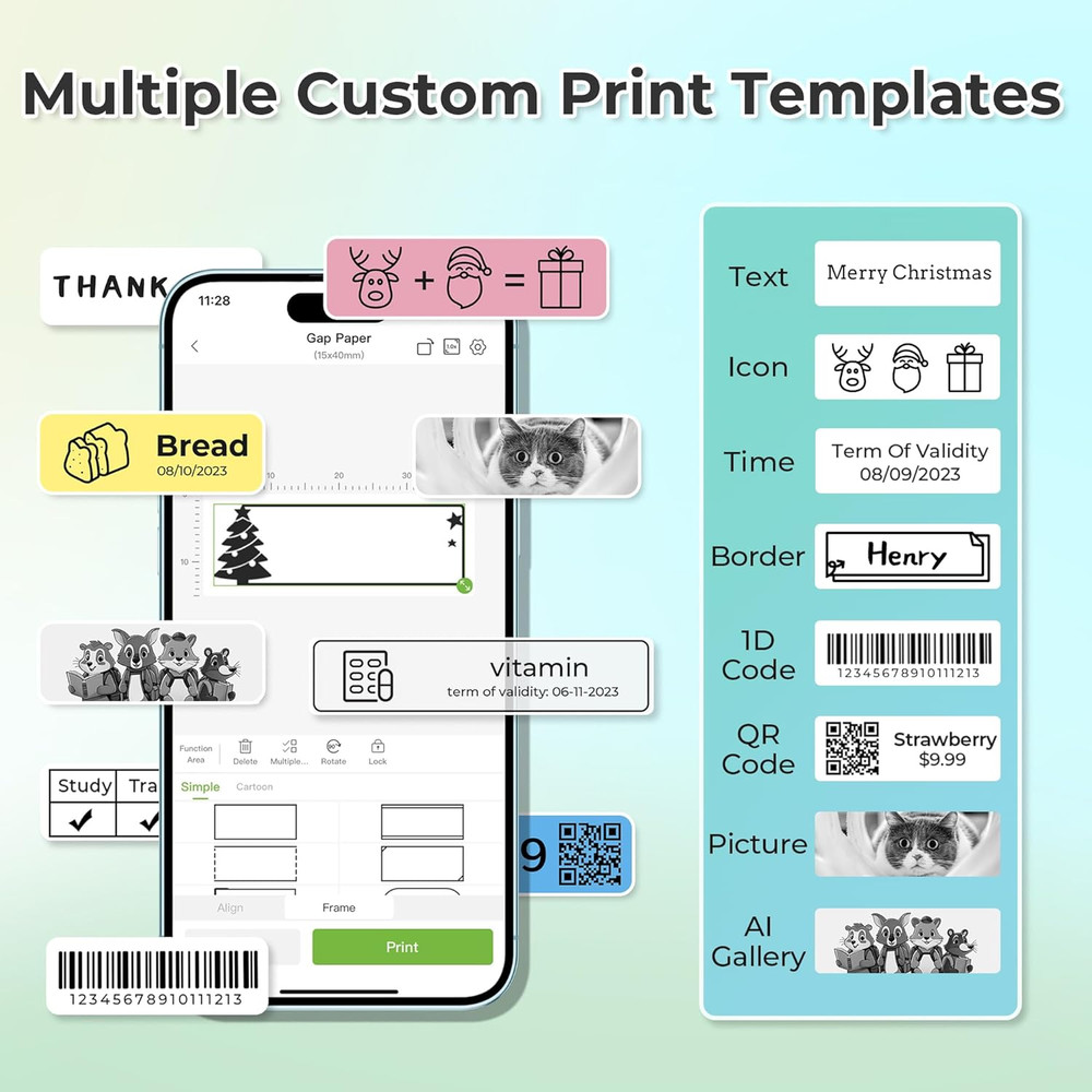 Label Maker Machine with Tape, P21 Bluetooth, Wireless with Multiple Templates