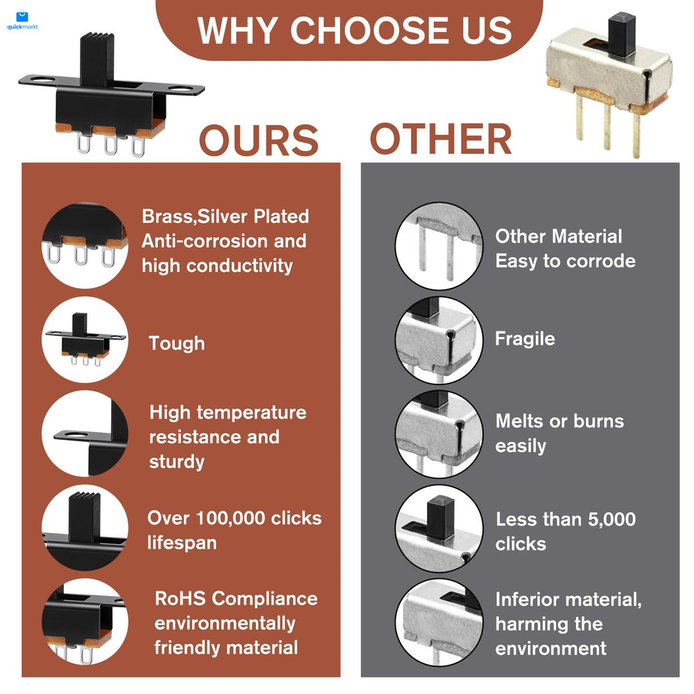 50PCS Slide Switch, Spdt 1p2t 2 Position Mini Micro Toggle Micro...