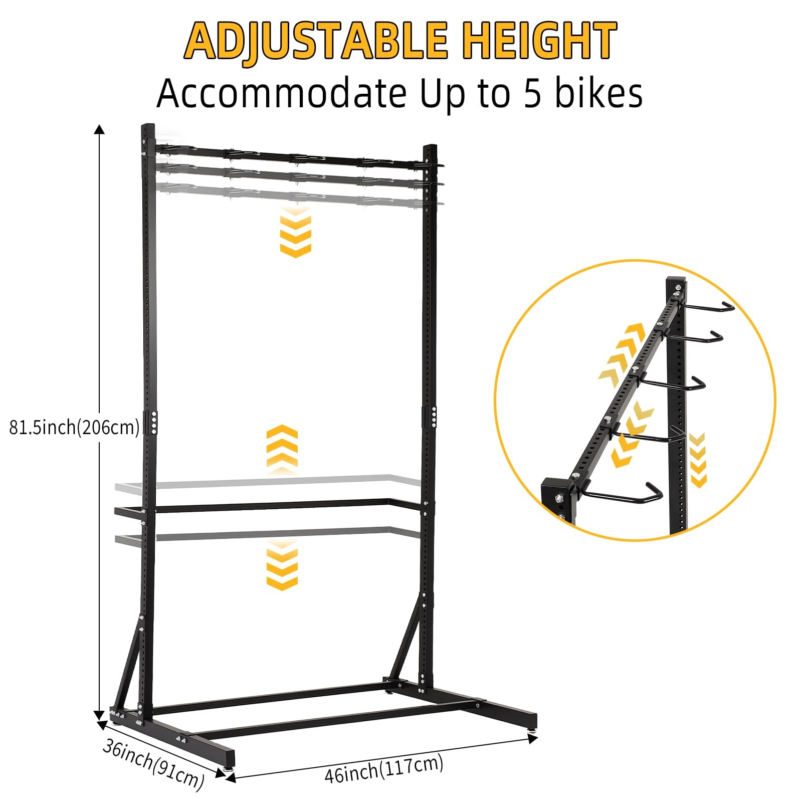 Garage Bike Rack,Freestanding Bike Storage Rack,5 Bikes Vertical Bike Storage...