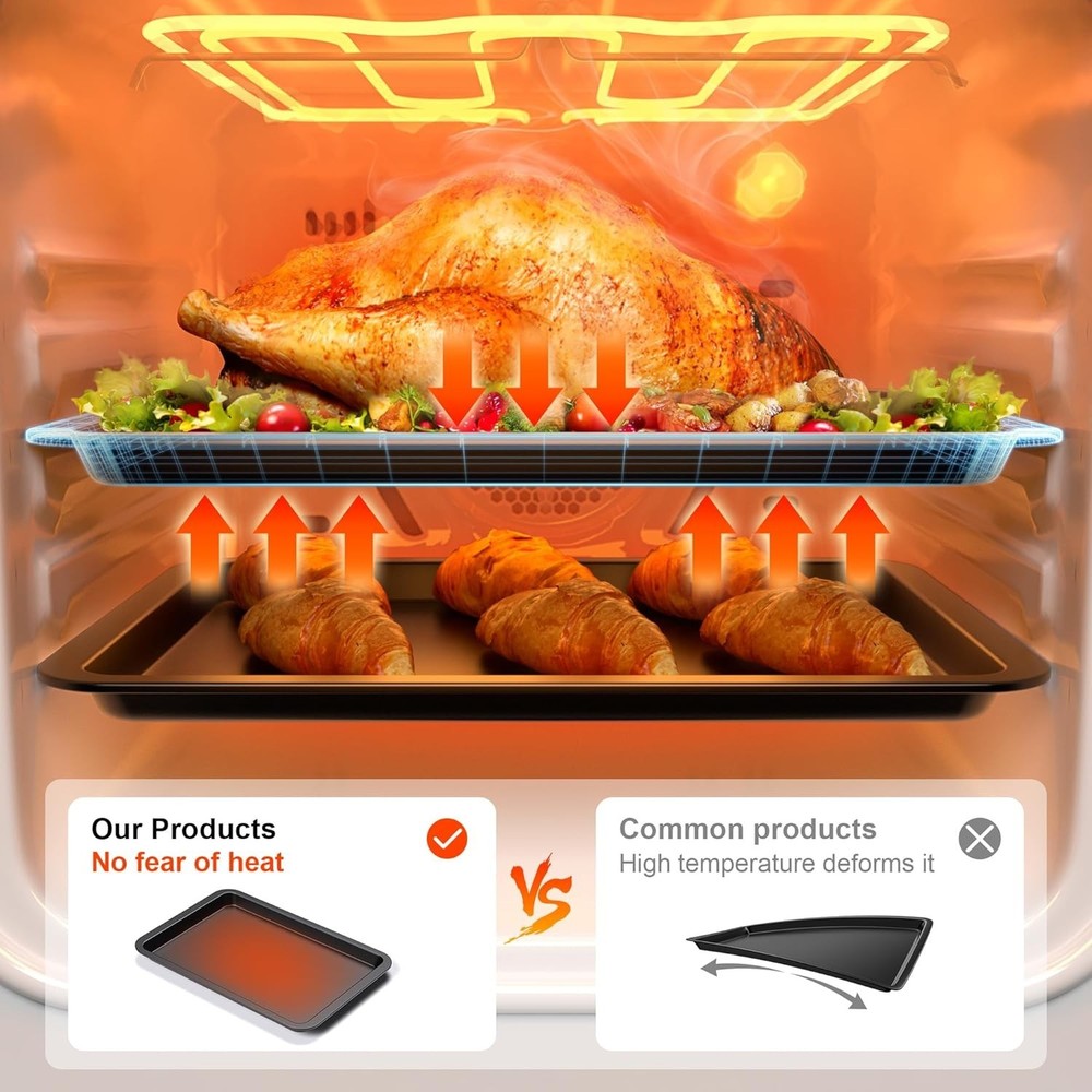 Ceramic Baking Sheet Pan Set Cookie Sheet Oven Bakeware Sets W/ Wider Grips 3