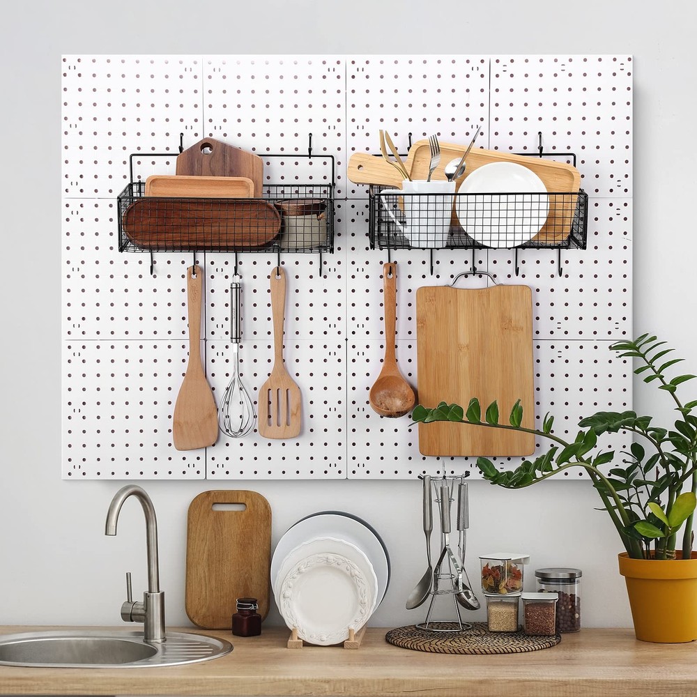 Shimeyao 2 Pcs Pegboard Accessories Set Including 2 Baskets black
