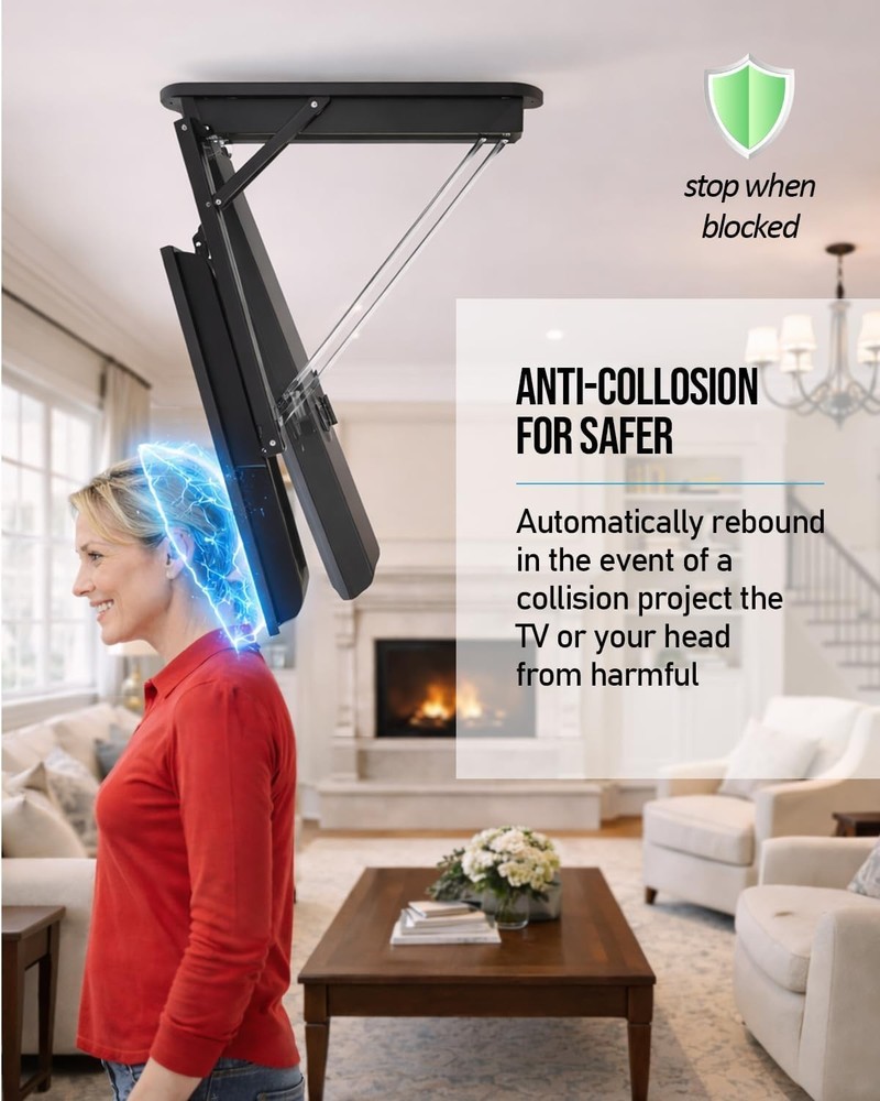 Electric Ceiling TV Mount with Remote - Motorized