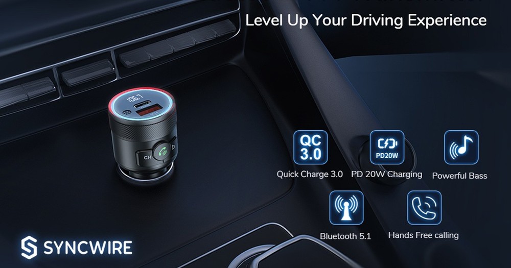 Bluetooth 5.4 FM Transmitter for Car - 38W PD & QC3.0 Dual USB Charger, Hands-Fr